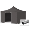  TP 4x4m összecsukható 800N alumínium pavilon, 4 db oldalfallal, ablak nélkül - sötétszürke
