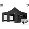  TP 5x5m összecsukható 850N alumínium pavilon, 4 db oldalfallal, tűzálló - fekete