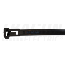 TRACON 281-NY Nyitható kábelkötegelő, fekete 300×7.6mm, D=10-80mm, PA6.6 barkácsolás, csiszolás, rögzítés