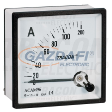 TRACON ACAM72-5 Analóg váltakozó áramú ampermérő közvetlen méréshez 72×72mm, 5A AC mérőműszer