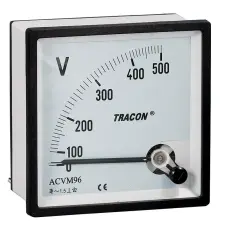 TRACON ACVM72-600 Analóg váltakozó áramú voltmérő 72×72mm, 600V AC mérőműszer