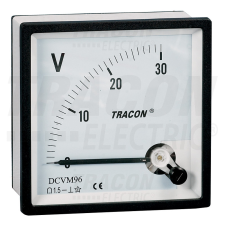 TRACON Analóg egyenáramú voltmérő 72×72mm, 450V DC villanyszerelés