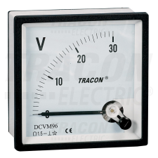 TRACON Analóg egyenáramú voltmérő 96×96mm, 450V DC villanyszerelés
