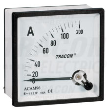 TRACON Analóg váltakozó áramú ampermérő közvetlen méréshez96×96mm, 50A AC mérőműszer