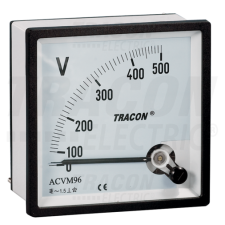 TRACON Analóg váltakozó áramú voltmérő96×96mm, 600V AC mérőműszer