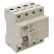 TRACON Áram-védőkapcsoló, 4 pólusú25A, 300mA, 6kA, AC villanyszerelés