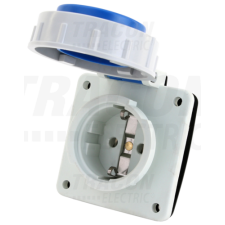 TRACON Beépíthető csatlakozóaljzat, oldalsó védőérintkezővel, kerek16A, 250V, 2P+E, IP67 (SCHUKO) villanyszerelés