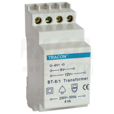TRACON Biztonsági (csengő) transzformátor230V / 4-8-12V AC, max.8 VA villanyszerelés