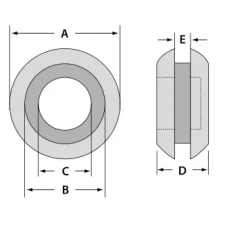 TRACON BV1006 Kábelbevezető, nyitott, gumi B=10mm, C=6,4mm barkácsolás, csiszolás, rögzítés