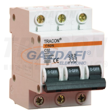 TRACON C60-16-3 Kismegszakító, 3 pólus, C karakterisztika 16A, 6kA villanyszerelés