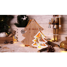 TRACON CHRHT7WW LED karácsonyi fenyőfa,fa,elemes Timer 6+18h, 7LED, 3000K, 2xAAA karácsonyfa izzósor