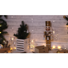 TRACON CHRWSF47WW LED karácsonyi ablakdísz,lánc,hópehely,elemes Timer 6+18h,47LED, 3000K, 3xAA karácsonyfa izzósor