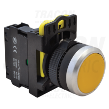 TRACON Egyszerű nyomókapcsoló, sárga1×NO, 5A/230V AC-15, IP65 villanyszerelés