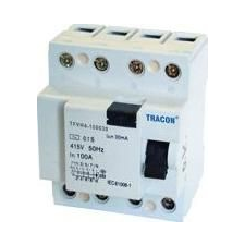 Tracon Electric Áram-védőkapcsoló, nagyáramú, 4 pólusú - 100A, 300mA, 6kA, AC TFVH4-100300 - Tracon villanyszerelés