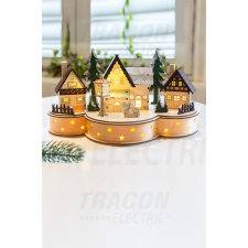 Tracon Electric Tracon CHRWHVIL7WW LED karácsonyi falu, fa, elemes Timer 6+18h,7LED, meleg fehér ( 3000K ) színhőmérséklettel, 2xAA karácsonyi dekoráció