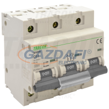 TRACON EVOH363 Kismegszakító, nagyáramú, 3 pólus, C karakterisztika 63A, 3P,10kA villanyszerelés