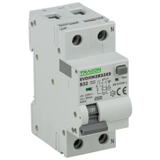 TRACON EVOKM2B6303 Kombinált védőkapcsoló, 2P, 2modul, B karakterisztika 63A, 30 mA, 6kA, AC villanyszerelés