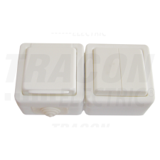 TRACON Falon kívüli 2-áramkörös váltókapcsoló+csatlakozóaljzat16A/250VAC, IP54, (106/2) villanyszerelés