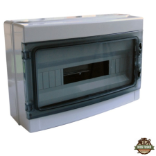 TRACON Falon kívüli elosztódoboz, átlátszó ajtóval, N/PE sínnel 18 Modul villanyszerelés