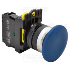 TRACON Gombafejű nyomógomb, kék1×NO, 5A/230V AC-15, 40mm, IP65 villanyszerelés
