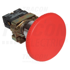 TRACON Gombafejű vészgomb, fémalapra szerelt, piros1×NC, 3A/400V AC, IP42, D=60mm villanyszerelés