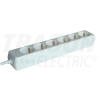 TRACON Hordozható elosztósáv, normál, fehér6×SCHUKO, 5m, max.16A, 250VAC, 3680W, 3x1,5mm2, H05VV-F