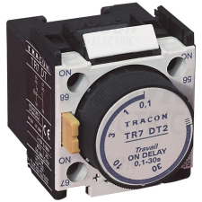 TRACON Időzítő egység TR1D/F kontaktorokhoz, meghúzás-késleltetéses 0,1-30sec, 1×NC+1×NO villanyszerelés