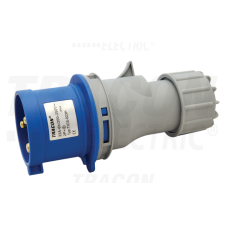 TRACON Ipari csatlakozó dugó, külső tömítőszelencével32A, 230V, 2P+E, 6h, IP44 villanyszerelés