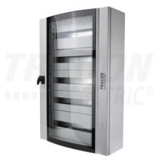 TRACON Ívelt biztonsági üvegajtós fémelosztószekrény600×900×200mm / 120M (5×24 mod) villanyszerelés