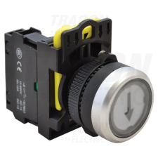 TRACON Jelölt nyomókapcsoló, fehér, (fekete nyíl)1×NO, 5A/230V AC-15, IP65 villanyszerelés