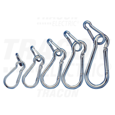 TRACON Karabiner, rugós, acéld=11mm, 2500N villanyszerelés