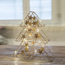TRACON Karácsonyi LED fenyő, arany, fém, elemes, 6+18h, 15LED, 3000K, 2xAA karácsonyi dekoráció