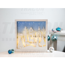 TRACON Karácsonyi LED tájkép, fa, elemes, 6+18h, 12LED, 3000K, 2xAA karácsonyi dekoráció
