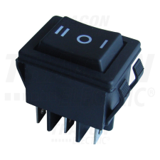 TRACON Készülékkapcsoló, váltó, fekete, nyomókapcs., I-0-II felirat 16(6)A, 250V AC villanyszerelés