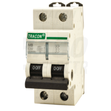 TRACON Kismegszakító, 2 pólus, C karakterisztika50A, 4,5 kA villanyszerelés