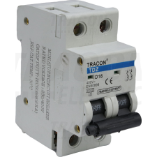 TRACON Kismegszakító, 2 pólus, D karakterisztika 2A, 6kA villanyszerelés