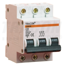 TRACON Kismegszakító, 3 pólus, B karakterisztika50A, 4,5kA villanyszerelés