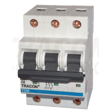 TRACON Kismegszakító, 3 pólus, D karakterisztika 40A, 10kA villanyszerelés