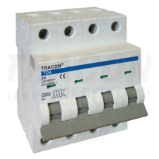 TRACON Kismegszakító, 4 pólus, C karakterisztika2A, C, 4P, 10kA villanyszerelés