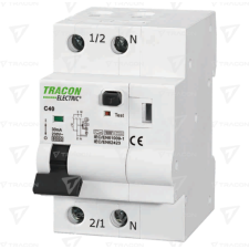 TRACON Kombinált védőkapcsoló, 2P, 3modul, C karakterisztika  C32A, 30 mA, 6kA, B villanyszerelés