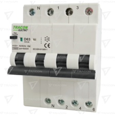 TRACON Kombinált védőkapcsoló, 4P, 4modul, B karakterisztika  B10A, 30 mA, 10kA, A villanyszerelés