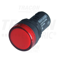 TRACON LED-es jelzőlámpa, piros 230V AC/DC d=22mm villanyszerelés