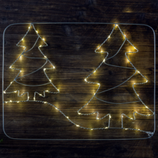 TRACON LED karácsonyi ablakdísz, fenyőfa, elemesTimer 6+18h, 60LED, 3000K, 3xAAA karácsonyi ablakdekoráció