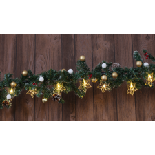 TRACON LED karácsonyi lánc, csillag,fém, elemesTimer 6+18h,10LED, 3000K, 2xAA karácsonyfa izzósor