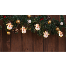 TRACON LED karácsonyi lánc, hóember,elemesTimer 6+18h,10LED, 3000K, 2xAA karácsonyi dekoráció