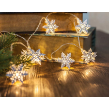 TRACON LED karácsonyi lánc, hópehely,fehér, fém, elemes világítás