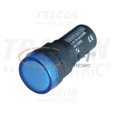 TRACON LJL16-BD LED-es jelzőlámpa, kék 48V AC/DC, d=16mm villanyszerelés