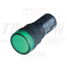 TRACON LJL16-GA LED-es jelzőlámpa, zöld 12V AC/DC, d=16mm villanyszerelés