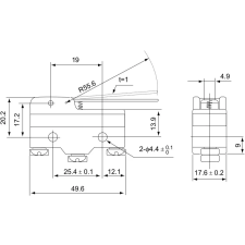TRACON LS15GM-B Helyzetkapcsoló, rugószáras 1×CO, 2A/230V AC, 49mm, IP00 villanyszerelés