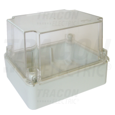 TRACON Műanyag doboz, kikönnyített,világos szürke,átlátszó fedéllel190×145×140mm, IP55 villanyszerelés
